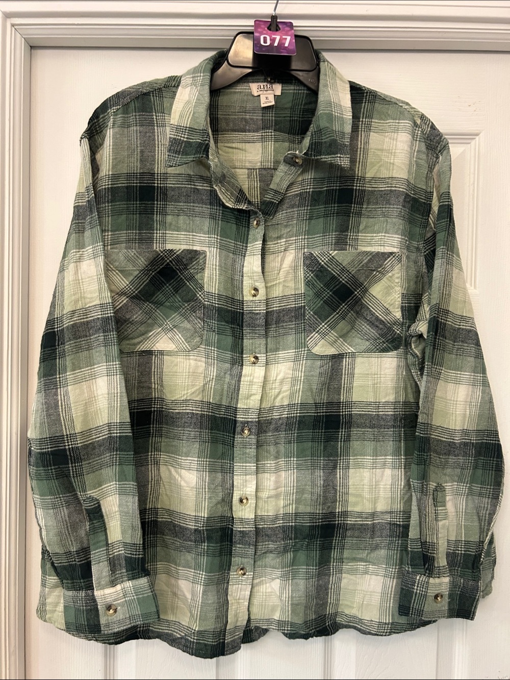 a.n.a Green and White Plaid Men's Button-Down Shirt
